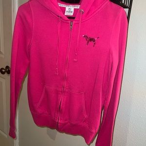 Victoria secrets pink small front zipper hoodie
